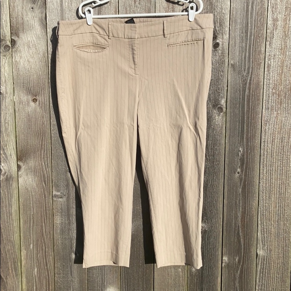 Size 22 Lane Bryant khaki pinstriped Capri pants